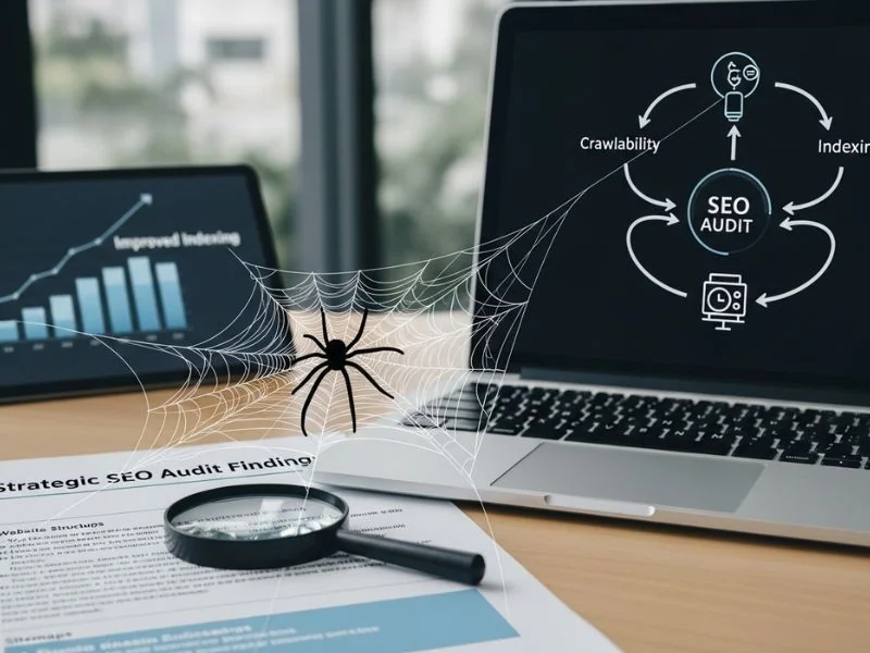 Strategic SEO audits help businesses improve crawlability and indexing, enhancing website visibility and search performance.