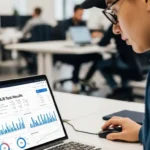 Blog CRO optimization strategy displayed on a laptop with analytics charts and conversion data